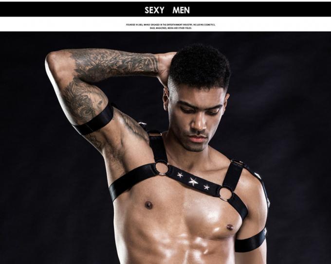 Sexy Men′s Vest Bodysuit Lingerie Set Sex Harness Belt Role Play Sleepwear