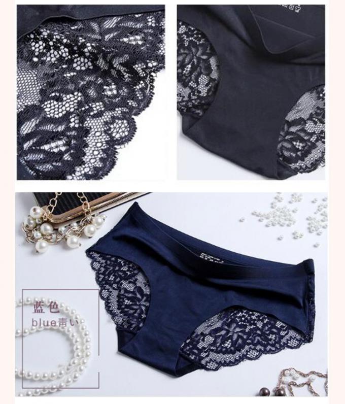 กัญชาลูกไม้สุภาพสตรีชุดชั้นในกางเกงชั้นในเซ็กซี่ไม่มีรอยต่อผ้าไหมน้ำแข็งถัก 3