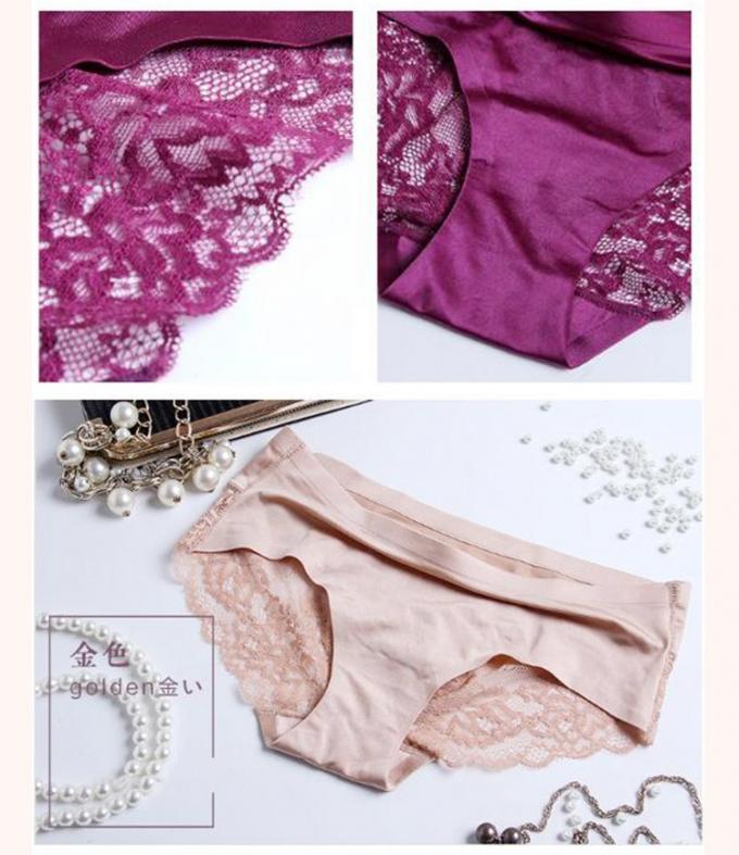 กัญชาลูกไม้สุภาพสตรีชุดชั้นในกางเกงชั้นในเซ็กซี่ไม่มีรอยต่อผ้าไหมน้ำแข็งถัก 5