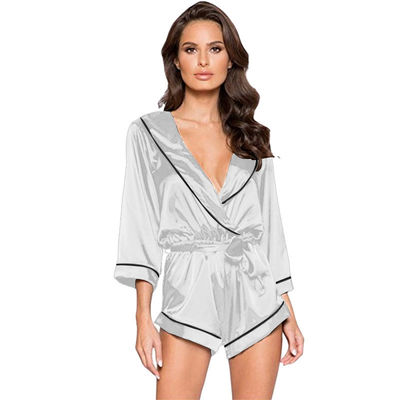 XS 66cm Deep V Neck Lingerie Lace Women'S Plus Size Silk Nightgowns