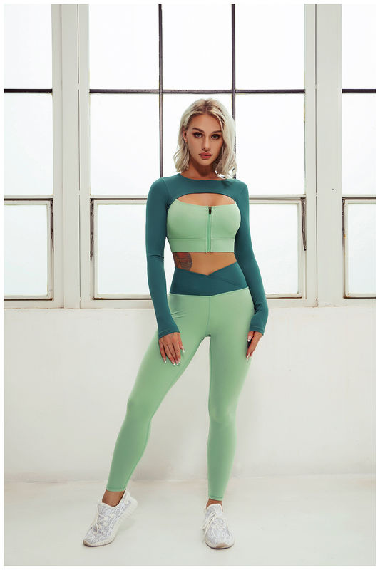 โพลีเอสเตอร์ ฟิตเนส ยิม ชุดโยคะสตรี Cropped Workout Leggings Activewear