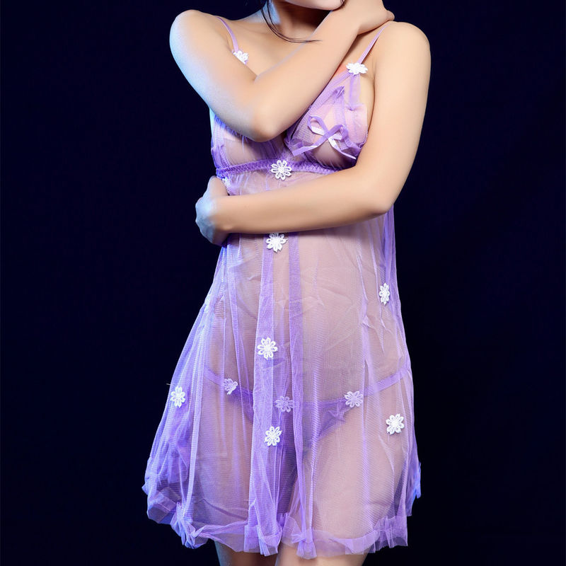 สลิงตาข่ายชุดชั้นในเซ็กซี่ของผู้หญิงกระโปรงสั้น Temptation โปร่งใส