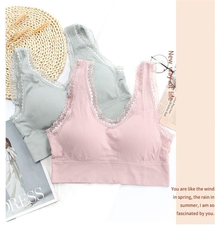 85D 75B 80A ไนลอนขนาดใหญ่สุภาพสตรี Bras กางเกงชั้นในลูกไม้ผ้าฝ้ายไม่มีรอยต่อ Floral