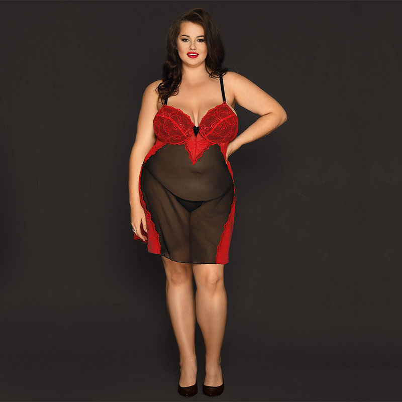 ชุดนอนลูกไม้ใสชุดนอน Babydoll Chemise 70kg