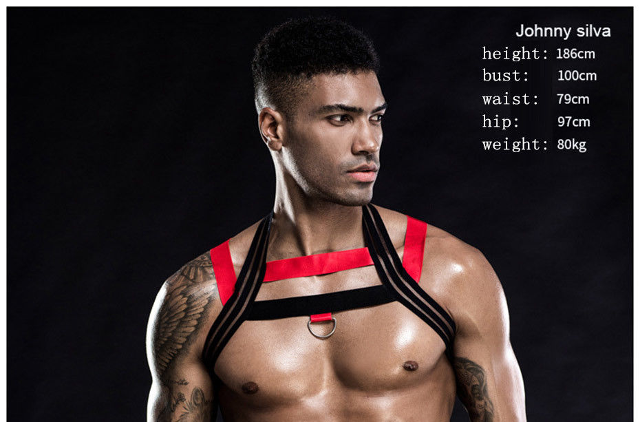 ไนลอนแขนกุดผู้ชายชุดชั้นในเซ็กซี่บอดี้สูท 105 ซม. หน้าอก Catsuit บทบาทเล่น