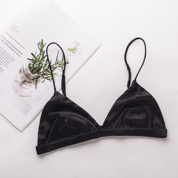 เสื้อชั้นในสตรีเซ็กซี่เปิดประทุนผ้าไหมชุดชั้นในไร้สาย 32A 32B 32C ไนลอน สแปนเด็กซ์
