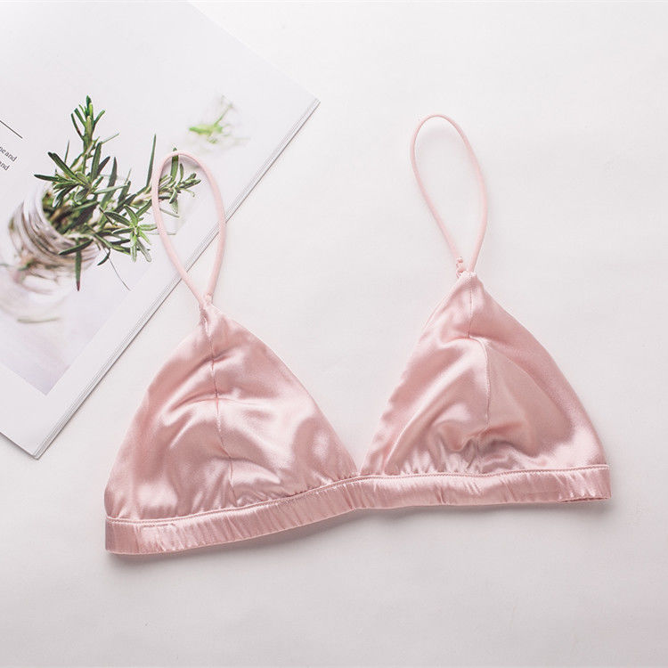 เสื้อชั้นในสตรีเซ็กซี่เปิดประทุนผ้าไหมชุดชั้นในไร้สาย 32A 32B 32C ไนลอน สแปนเด็กซ์