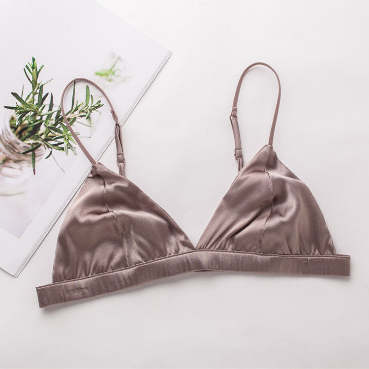 เสื้อชั้นในสตรีเซ็กซี่เปิดประทุนผ้าไหมชุดชั้นในไร้สาย 32A 32B 32C ไนลอน สแปนเด็กซ์