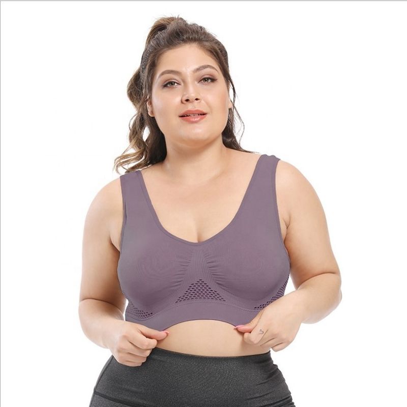 กีฬาโยคะเสื้อชั้นในสตรีขนาดใหญ่ 44C 44D 3XL 4XL ชุดชั้นในลูกไม้ผ้าฝ้าย