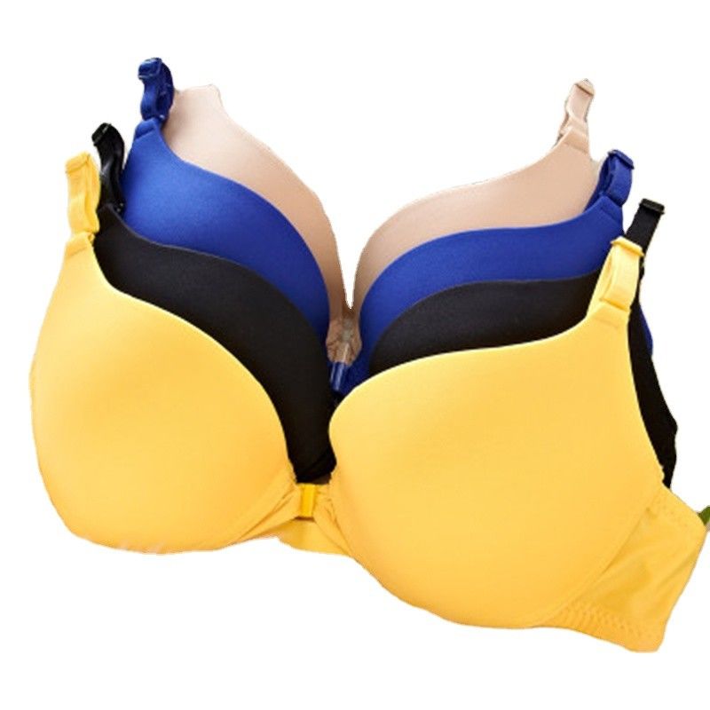 ผ้าฝ้ายไนลอน 32a 38A ผู้หญิงเซ็กซี่เสื้อชั้นในสีพื้นย้อมด้านหน้าปิดเสื้อเต็ม Cup