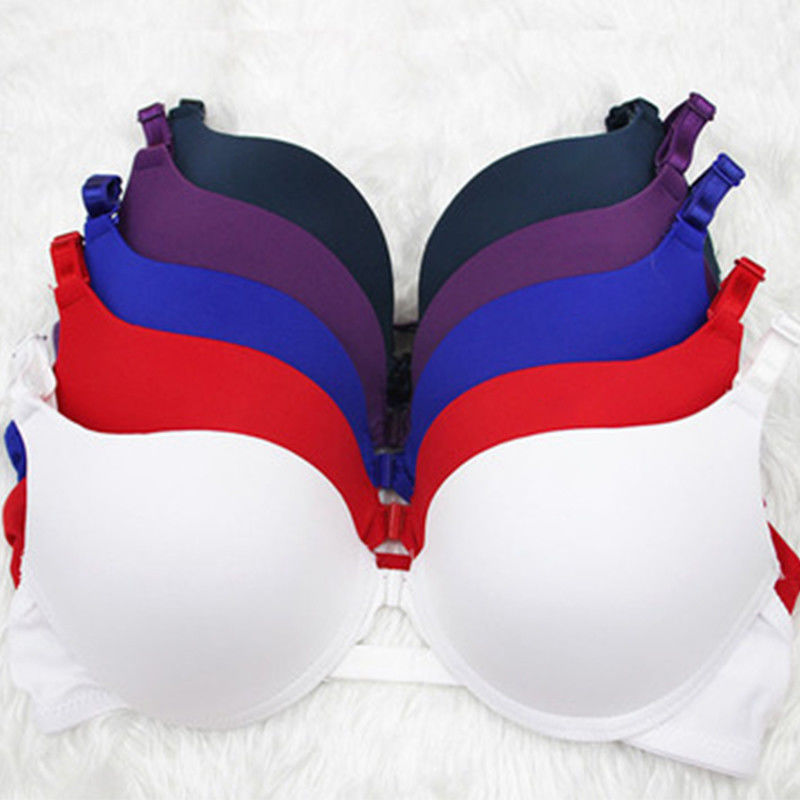 ผ้าฝ้ายไนลอน 32a 38A ผู้หญิงเซ็กซี่เสื้อชั้นในสีพื้นย้อมด้านหน้าปิดเสื้อเต็ม Cup