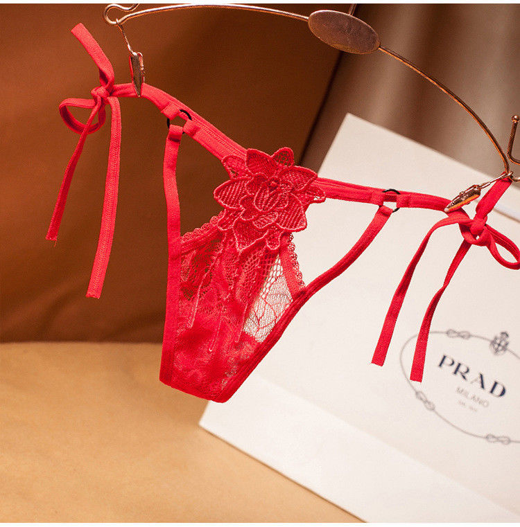 Crotch G String ชุดชั้นในสตรีกางเกงเย็บปักถักร้อย Womans กางเกงเซ็กซี่