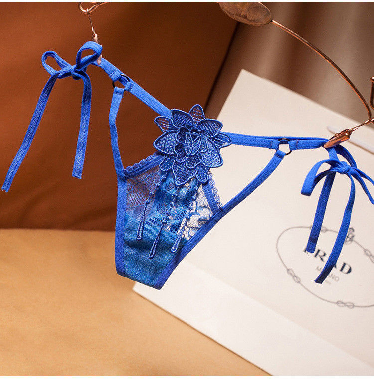 Crotch G String ชุดชั้นในสตรีกางเกงเย็บปักถักร้อย Womans กางเกงเซ็กซี่