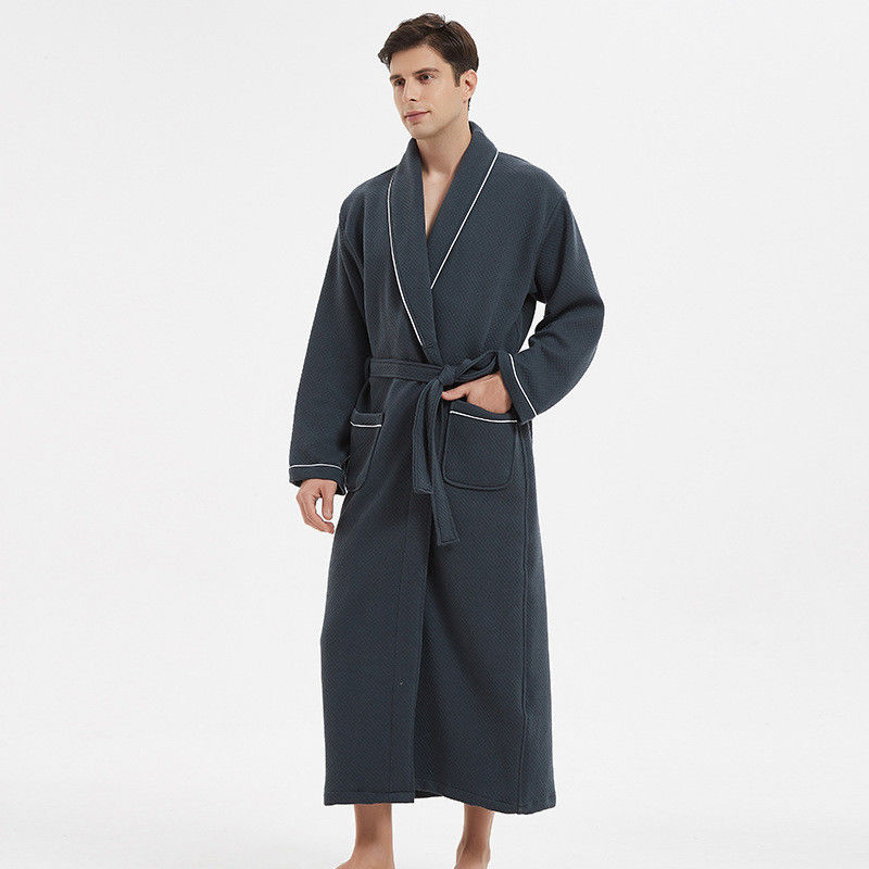 Plus Loungewear Mens Sleepwear ผ้าฝ้ายที่เป็นของแข็ง Pjs อบอุ่นสำหรับผู้ชาย
