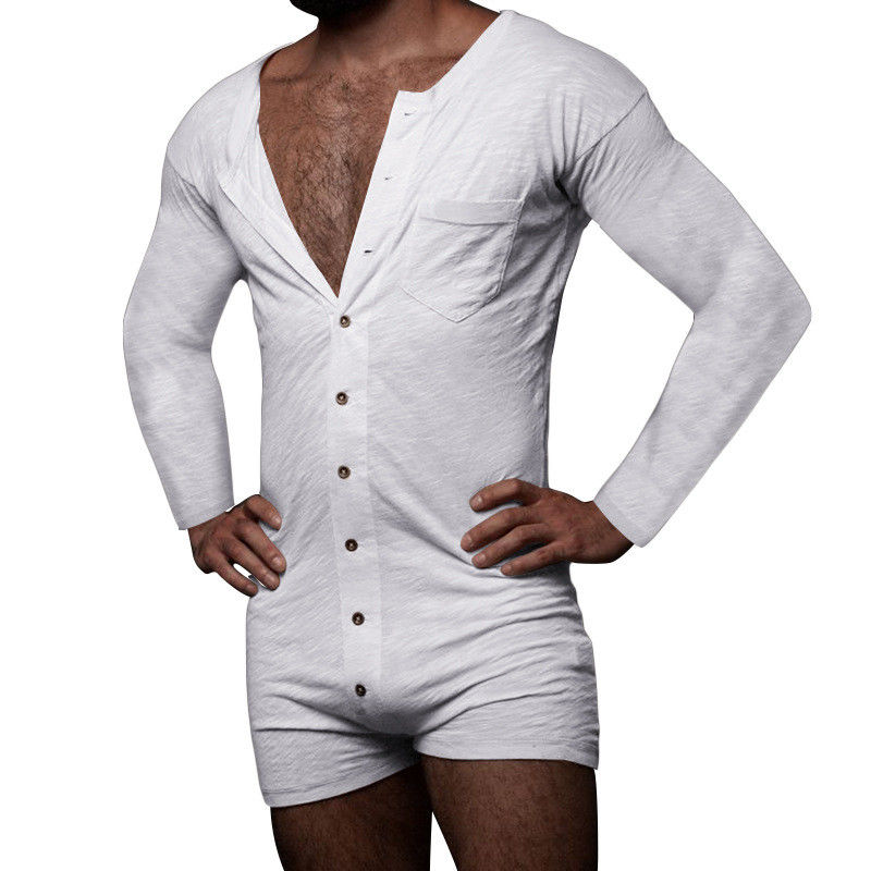 ชุดนอนฤดูร้อนบุรุษเซ็กซี่ชุดเดรสแขนกุดผู้ชายเซ็กซี่ Onesie Jumpsuit