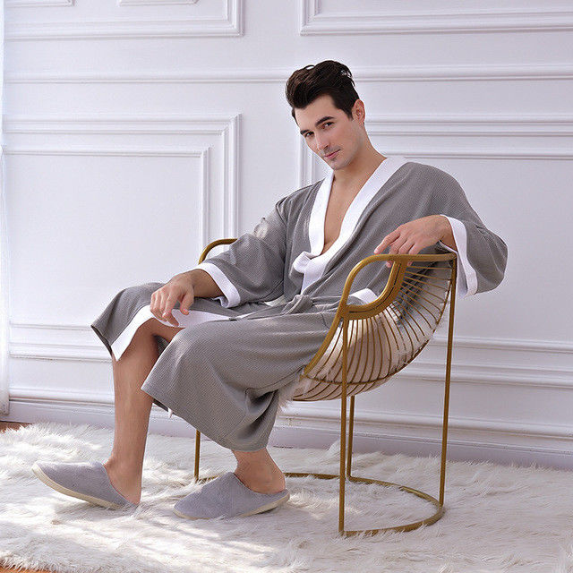 Nightgown เสื้อคลุมอาบน้ำ ชุดนอนกิโมโน ชุดอบอุ่นของผู้ชาย ผ้า คาร์ดิแกน