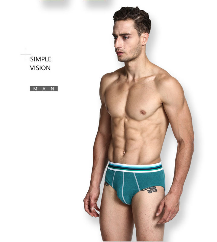 Combed Mens Sexy Boxer Shorts บิกินี่ Green Men's Pure Cotton Underwear