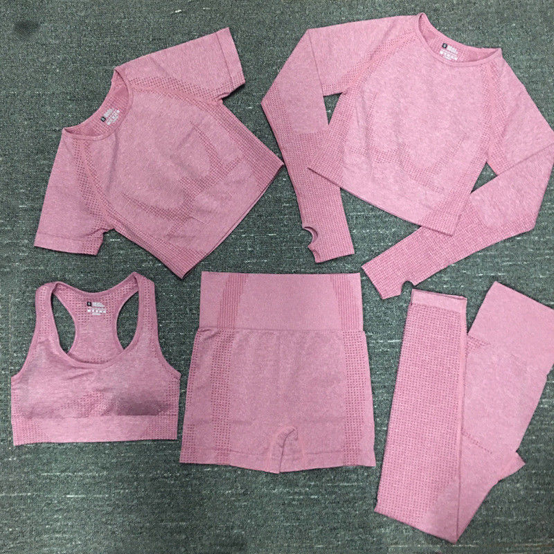 ไนลอน โพลีเอสเตอร์ สแปนเด็กซ์ ครอปแขนยาว Workout Top Gym Wear Ribbed Sportswear
