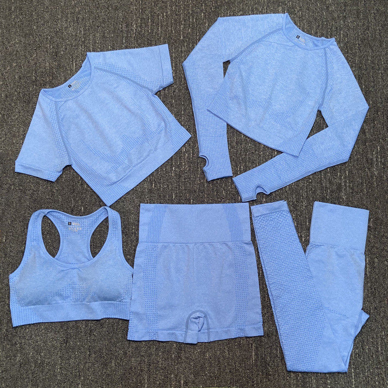 ไนลอน โพลีเอสเตอร์ สแปนเด็กซ์ ครอปแขนยาว Workout Top Gym Wear Ribbed Sportswear