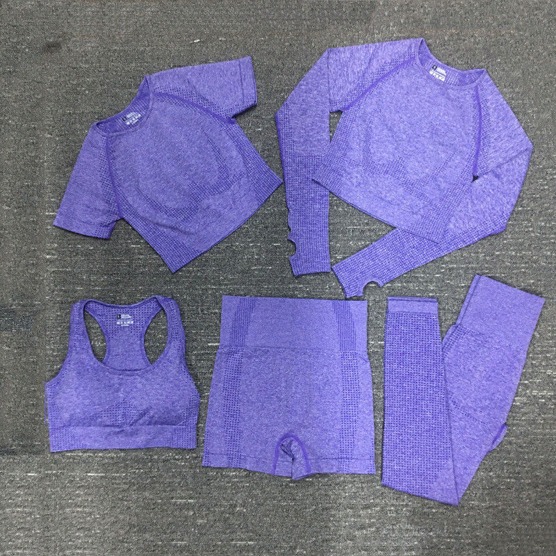 ไนลอน โพลีเอสเตอร์ สแปนเด็กซ์ ครอปแขนยาว Workout Top Gym Wear Ribbed Sportswear