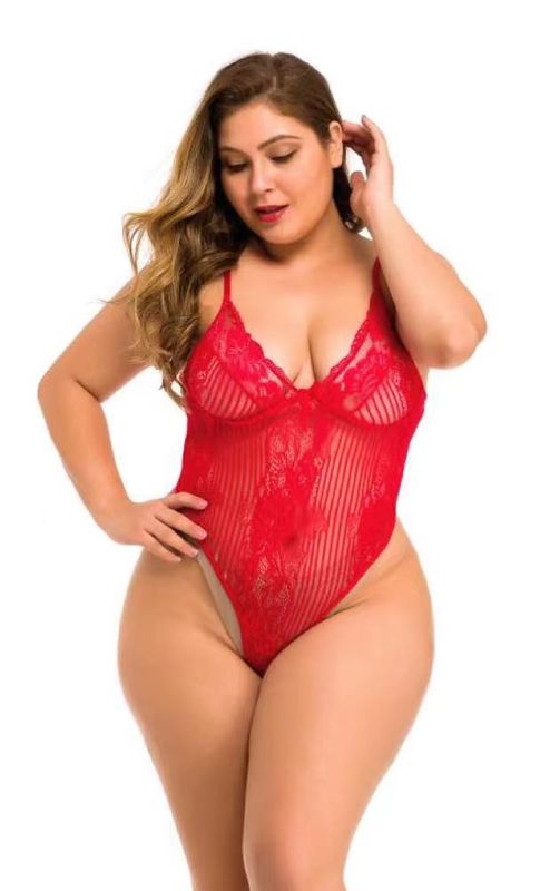 Temptation Plus ชุดชั้นใน Babydoll ลูกไม้สีขาว L-5XL โพลีเอสเตอร์ 95