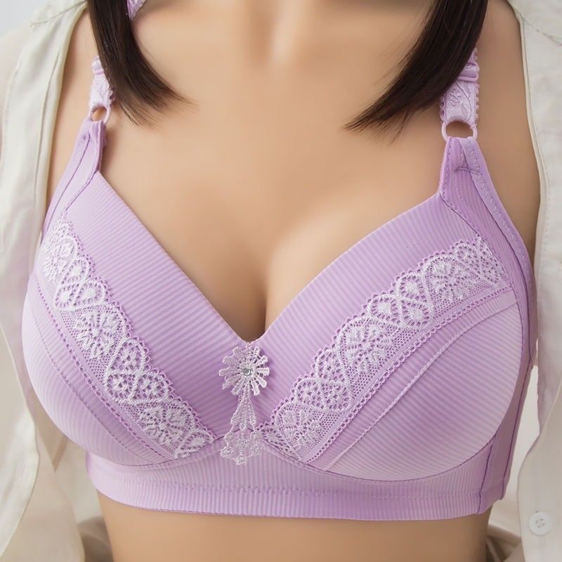 ดอกไม้ไร้สาย Push Up Bra เต็มถ้วย 105 ซม. หน้าอกใหญ่หน้าอก ลวด Free