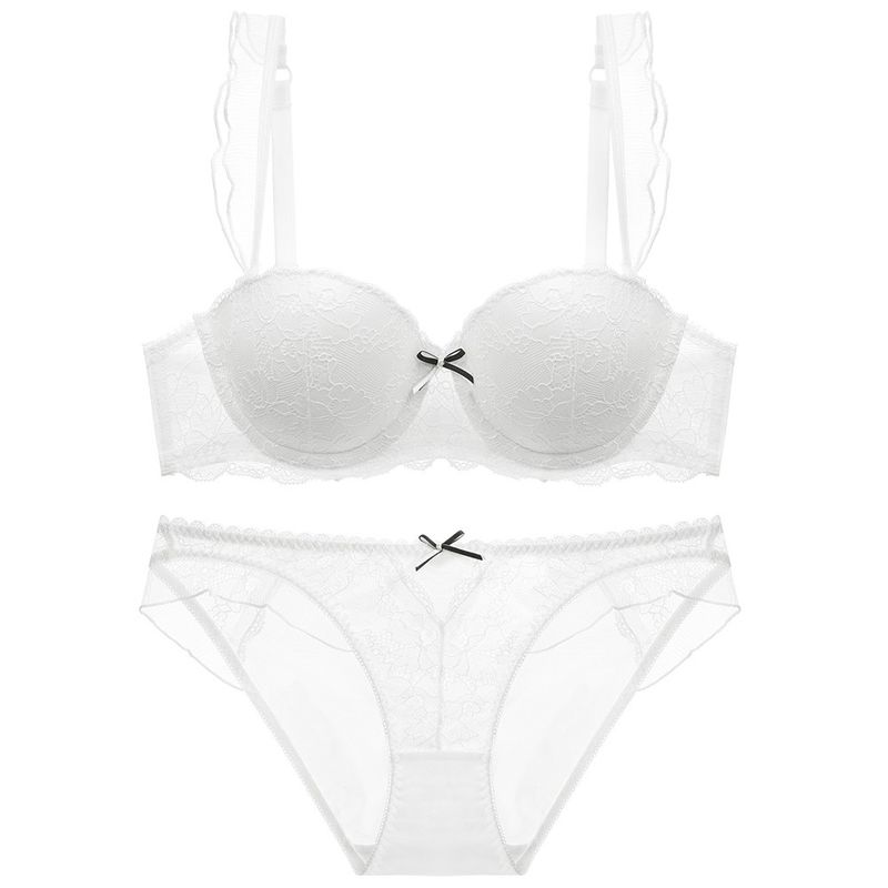 80B 85C 90B 90C เสื้อชั้นในโปร่งใสสีขาวบางเฉียบ XXXL สุภาพสตรี Underwired Non Padded Bras